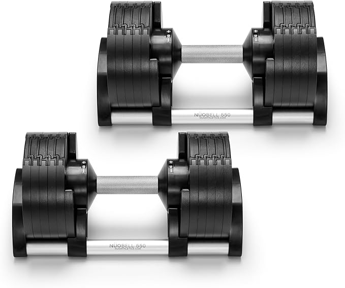 NÜOBELL® Adjustable Dumbbell Set, 5-50 LB or 5-80 LB, Easy Twist 2024-25 Model, All-In-One Weights Set (Pair) for Home, Original Manufacturer-StrideForce Fitness
