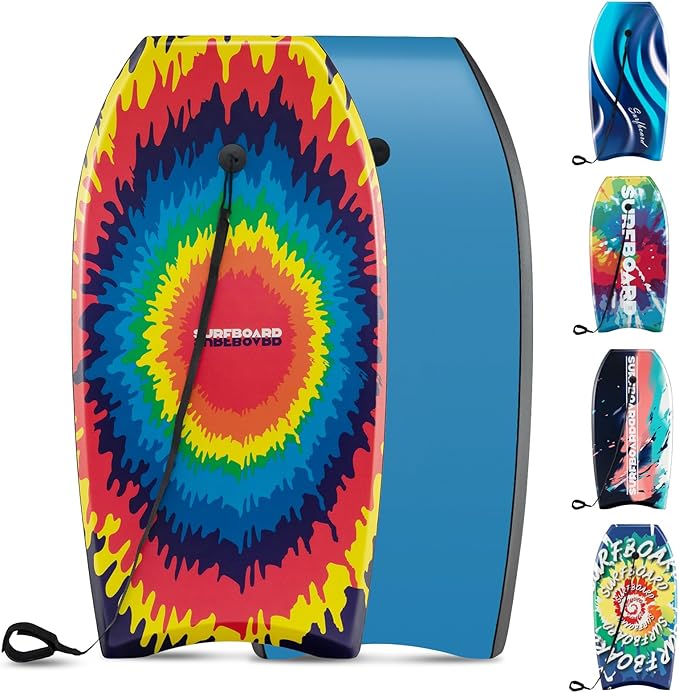 KOTEK 33/37/41 Inch Body Board with Wrist Leash, EPS Core, Dual Channel, HDPE Slick Bottom, Bodyboard for All Skill Levels & Wave Conditions-StrideForce Fitness