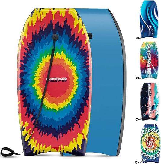KOTEK 33/37/41 Inch Body Board with Wrist Leash, EPS Core, Dual Channel, HDPE Slick Bottom, Bodyboard for All Skill Levels & Wave Conditions-StrideForce Fitness