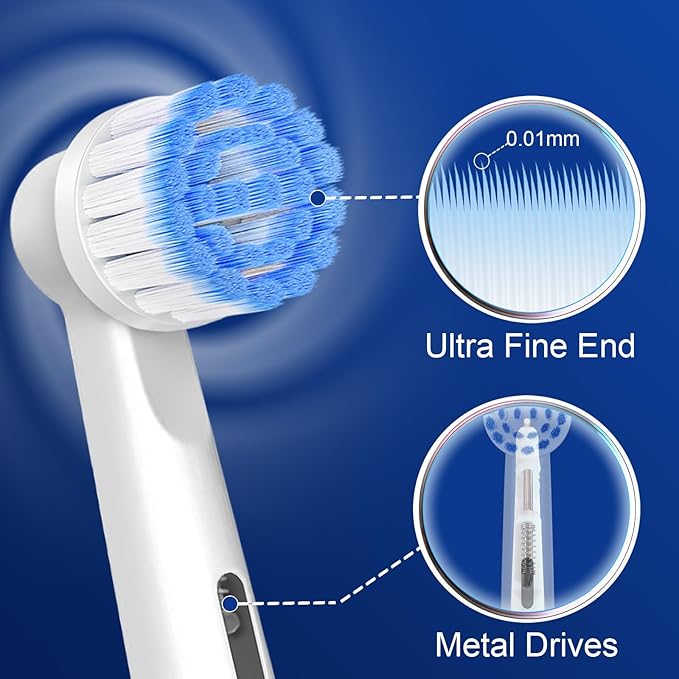 Pro Sensitive Gum Care Replacement Brush Heads Compatible with Oral-B Electric Toothbrushes, 16 Pack High Density Extra Soft Bristles Toothbrush Heads Refill, White