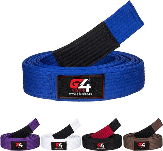 G4 VISION Jiu Jitsu Belt BJJ Belts Brazilian Adult A1 A2 A3 A4 Black Brown Purple Blue White-StrideForce Fitness
