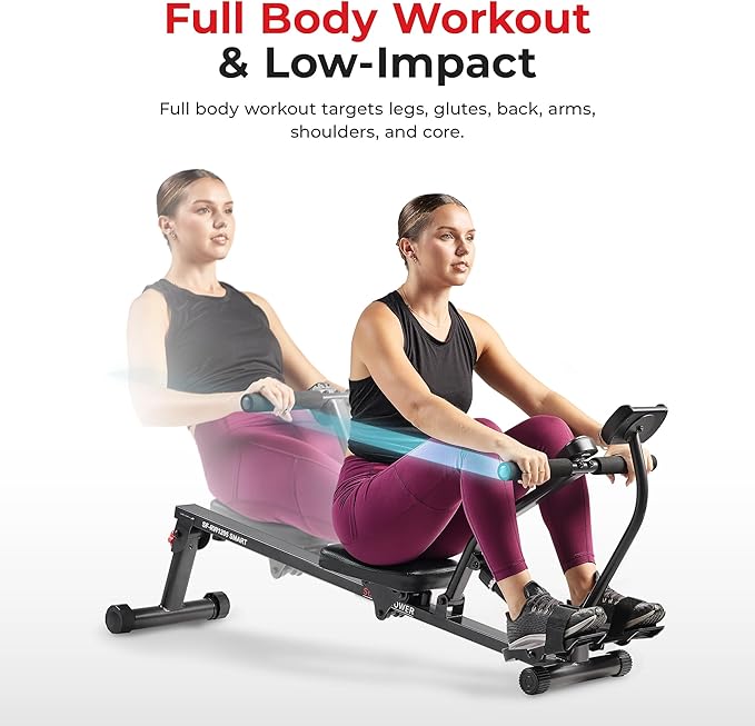 Sunny Health & Fitness Compact Adjustable Rowing Machine with 12 Levels of Resistance for Complete Body Workouts and Optional Free SunnyFit App Enhanced Connectivity-StrideForce Fitness
