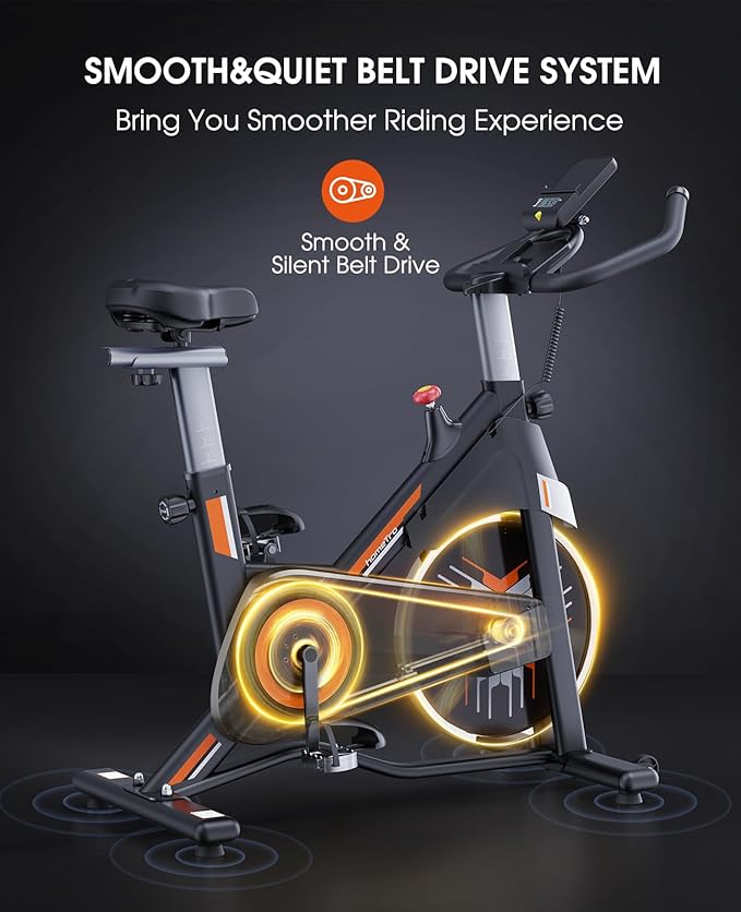 Stationary Exercise Bikes,Magnetic Resistance,Quiet Belt Drive Indoor Stable Cycling Bike 330LBs for Home, Monitor & Phone Mount & Comfortable Seat-StrideForce Fitness