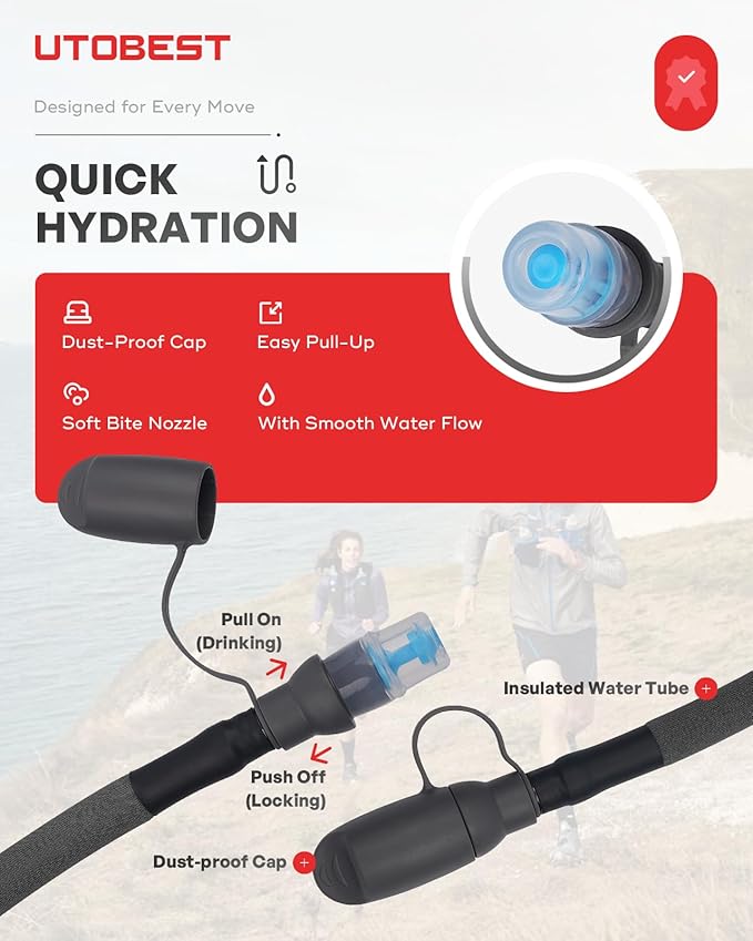 UTOBEST Hydration Bladder,TPU Water Bladder,Water Bladder for Hiking Backpack,BPA Free,Wide Opening,Leak-Proof,Water Reservoir for Hiking Cycling Camping Running-StrideForce Fitness