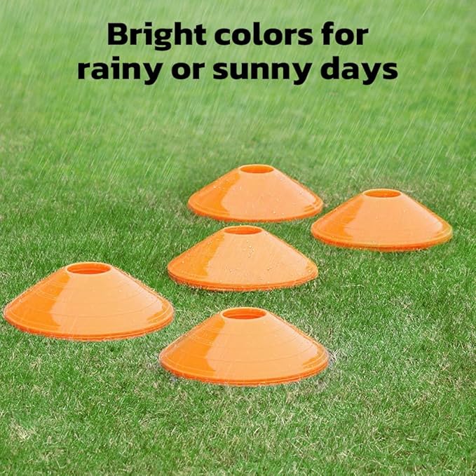 GHB Soccer Cones 25/50/100 Pack Disc Soccer Sport Cones Training Field Marker Agility Cones for Traffic, Basketball, Coaching, Practice Equipment Includes Cone Drills Guide-StrideForce Fitness