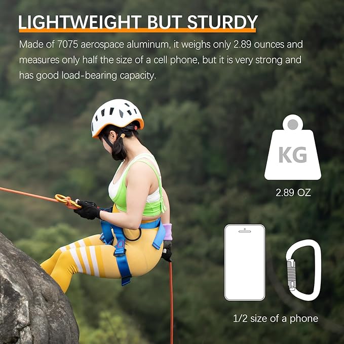 Heavy Duty Carabiner, 25kn(About 5620 lbs) Oval Carabiner Clip O-Shape Rock Climbing Carabiner Lightweight Caribeener for Climbing, Mountaineer, Aerial Work-StrideForce Fitness