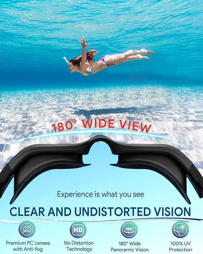 Swim Goggles, Polarized Adult Swimming Goggles Bungee Strap No Hair Pulling Anti-fog Pool Goggles for Men Women-StrideForce Fitness