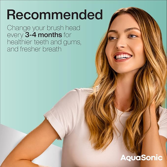 AquaSonic Genuine Icon Replacement Brush Heads | Compatible with AquaSonic Icon Toothbrush | 2 Brush Heads | for Normal & Sensitive Teeth (Mint)