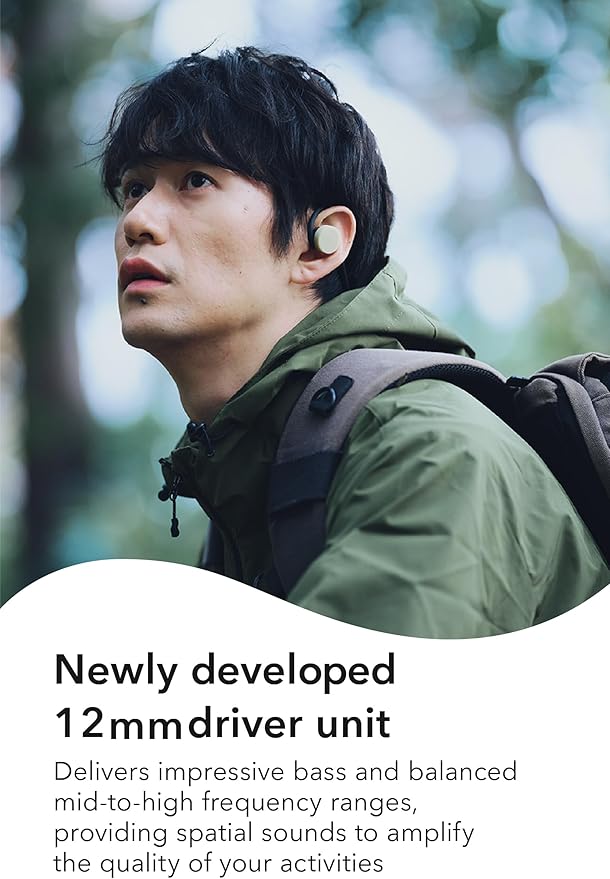 nwm GO Wireless On-Ear Speakers (Open Ear Earphones) Sound Leakage suppressed (PSZ Technology - Bone Conduction Alternative) Designed in Japan | Glacier White-StrideForce Fitness