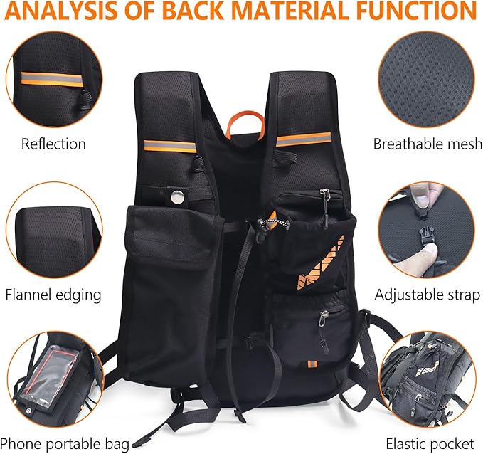 Hydration Backpack with 2L Hydration Bladder, Touch Phone Pocket, Compass, Whistle, Lightweight Breathable Reflective Running Water Backpack for Hiking Hydration Pack for Running Cycling-StrideForce Fitness