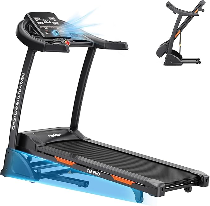 THERUN Incline Treadmill for Running and Walking, 300 lbs Weight Capacity Folding Treadmill with 0-15% Auto Incline, Wide Belt, 3.5HP, App, Heart Rate-StrideForce Fitness