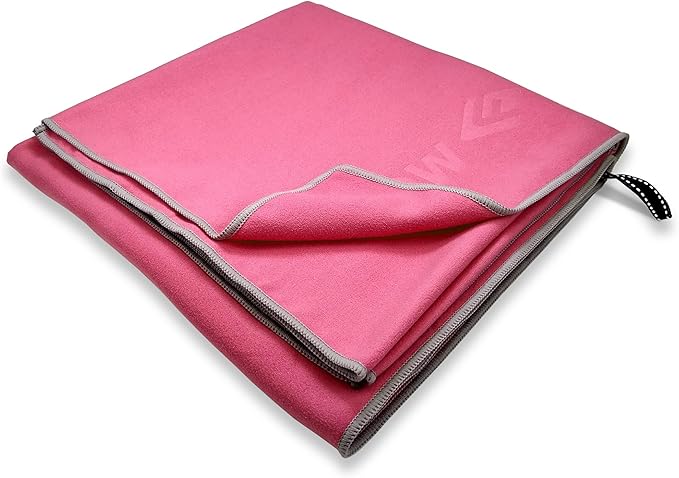 Flow Hydro Sport Towel - Quick Dry Swimming Towels in Microfiber for Swim, Pool, Triathlon, and Other Water Sports in Medium, Extra Large, and Hooded Sizes (Pink, X-Large (72" x 40"))-StrideForce Fitness