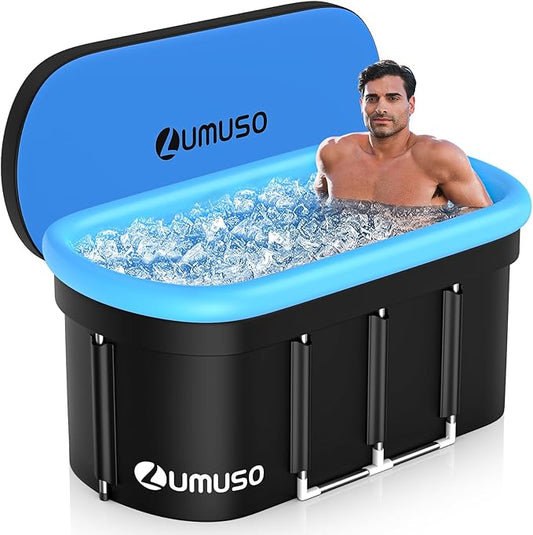 XL 140 Gal Ice Bath Tub for Athletes Recovery, 12-Support Portable Cold Plunge Tub, Ice Tub for Cold Water Therapy, Insulated Design with Cover, Quick Drainage for Home, Gym, Indoor & Outdoor Use-StrideForce Fitness