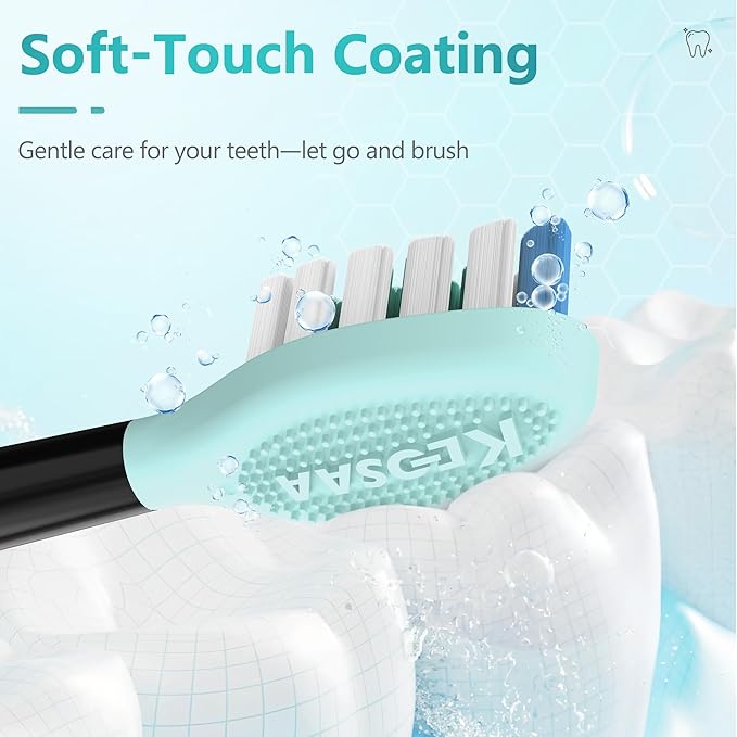 Replacement Toothbrush Heads for Philips Sonicare Electric Toothbrush Black, 2-in-1 Tongue Cleaner, 6 Pack, Mint Green, Suitable for Philips Sonicare Heads, C2, C1, C3, W1, W2, W3, G1, G2, G3
