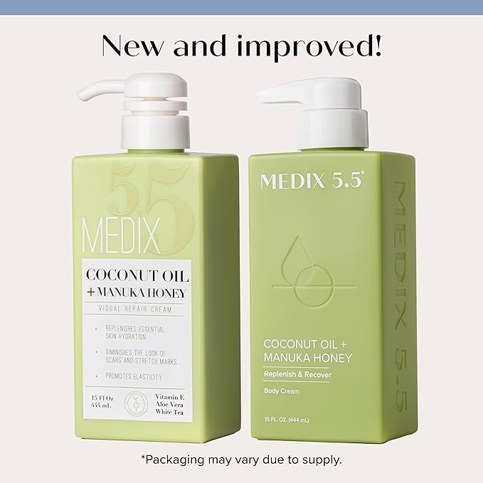 MEDIX 5.5 Coconut Oil Lotion W/ Manuka Honey Cream Skin Care Face Moisturizer & Body Cream | Firming Coconut Oil For Skin Minimizes Look Of Dry Skin, Cellulite, Stretch Marks, & Wrinkles, 2-Pack-StrideForce Fitness