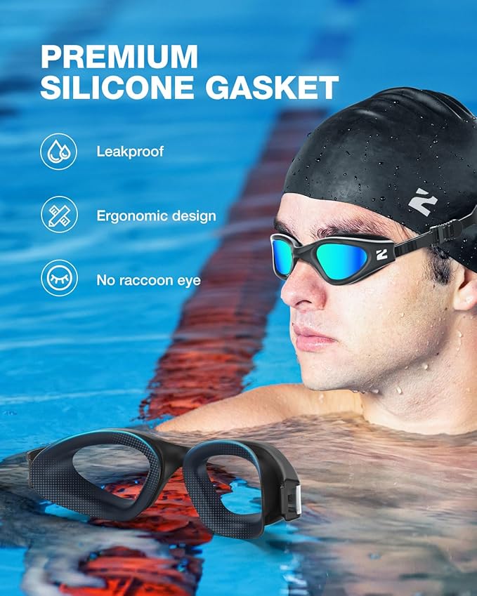 ZIONOR G1 Lite Swim Goggles with Swim Cap Comfortable Anti-fog Swimming Goggles Cap Set for Adult Men Women-StrideForce Fitness