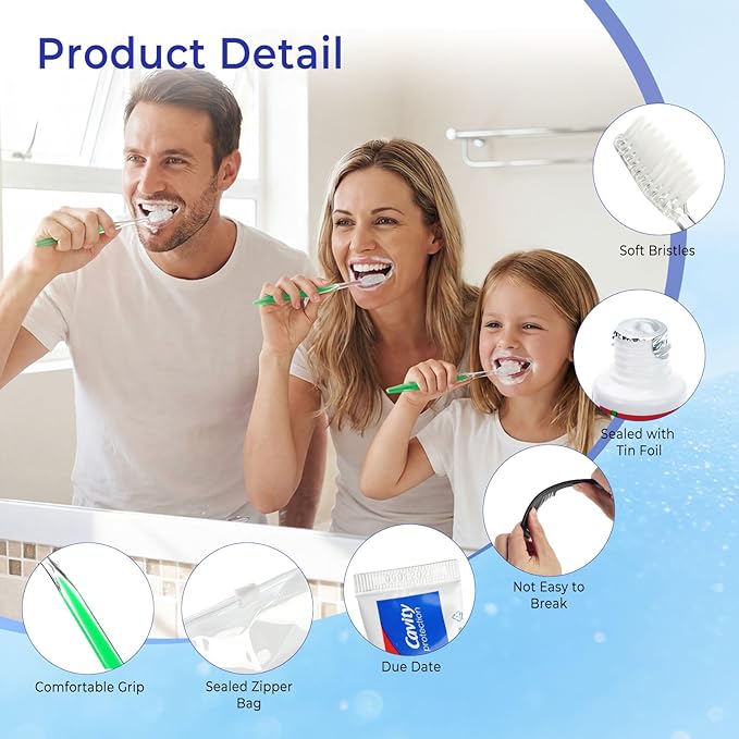 Xuezoioy 30 Sets Personal Hygiene Kit Bulk,9-IN-1 Green Disposable Toothbrushes with Toothpaste Floss Comb Soap Cover and Hotel Vanity Set Basic Travel Toiletry Supplies for Homeless,Travel,Guests