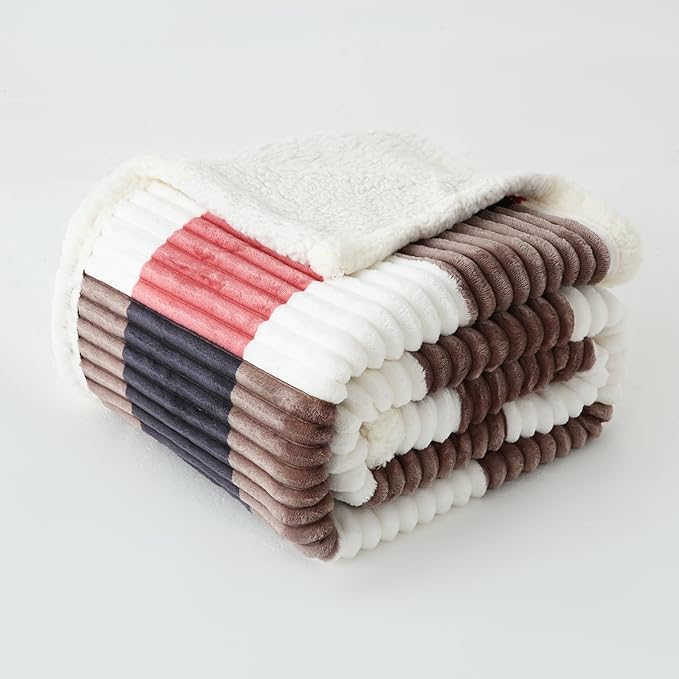 PU MEI Sherpa Blanket Twin Plaid Thick Bed Blanket, 80”*90”Super Soft Flannel Fuzzy Fleece Reversible Velvet Plush Warm Blanket for Couch (Black Red Check)-StrideForce Fitness