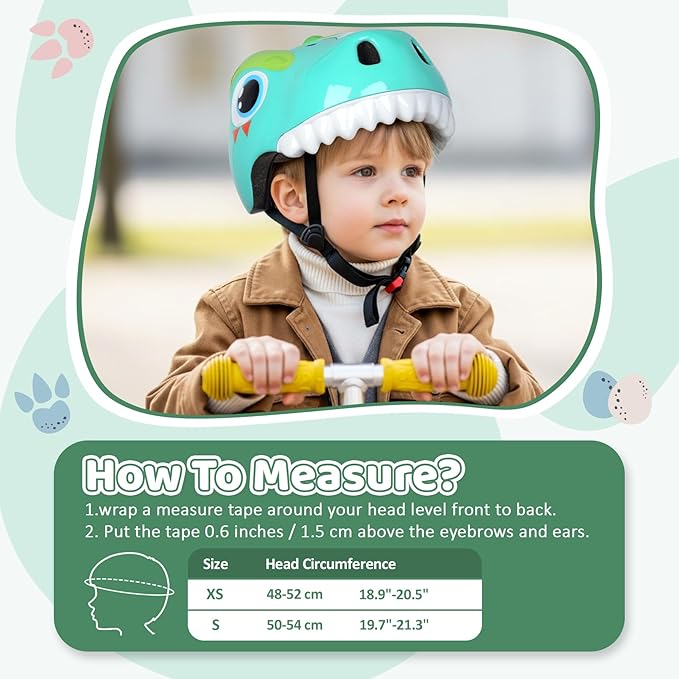 Dinosaur Bike Helmet for 1-3-5-8 Toddler Baby Kids, Lightweight Bicycle Helmet for Cycling Skateboard Roller Skate & Multi-Sports,2 Sizes for Boys and Girls-StrideForce Fitness