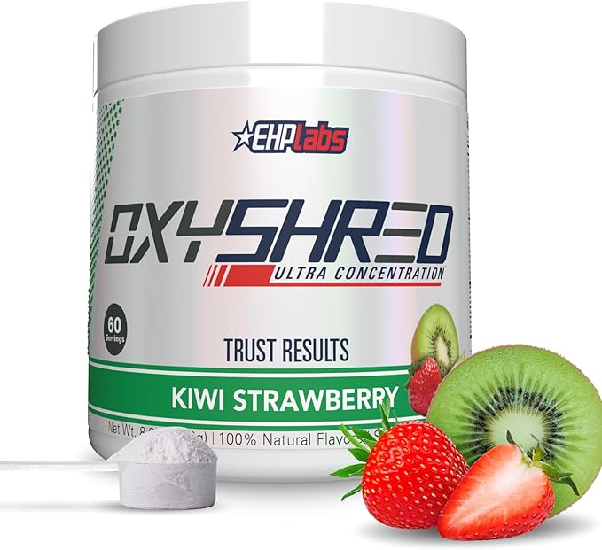 EHP Labs OxyShred Pre Workout Powder - Preworkout Powder with L Glutamine & Acetyl L Carnitine, Energy Boost Drink - Kiwi Strawberry, 60 Servings-StrideForce Fitness