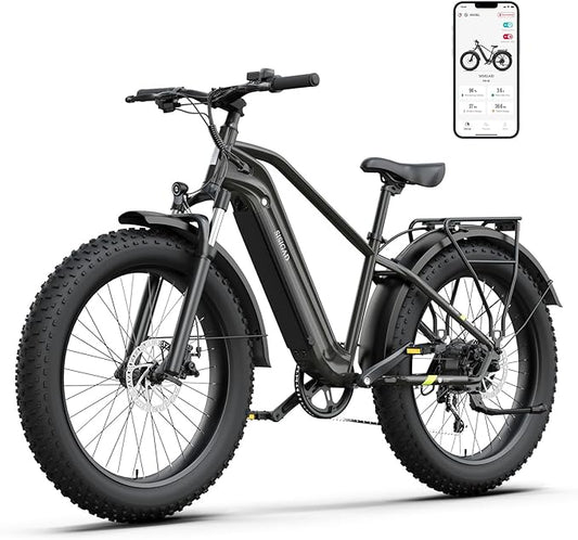 SISIGAD Electric Bike for Adults, 1500w | 50Miles | 32Mph Electric Mountain Bike - 48V 15Ah Removable Built-in Battery, 26" Fat Tire Dirt Ebike - 7Speed Shock Absorber E-MTB UL2849 Tested for Commute-StrideForce Fitness