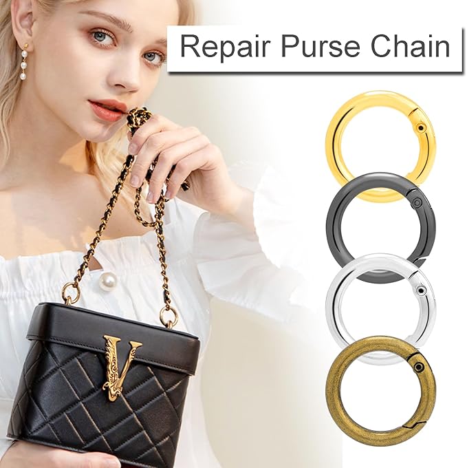 12 Pack Assorted Metal Round Carabiner Clip, 3/4 Inch Trigger Spring O Rings, Spring Snap Clip Hooks for Replacement Purse Strap Ring, Paracord Lanyard Clips, Keychain Rings Hardware DIY Crafts Making-StrideForce Fitness