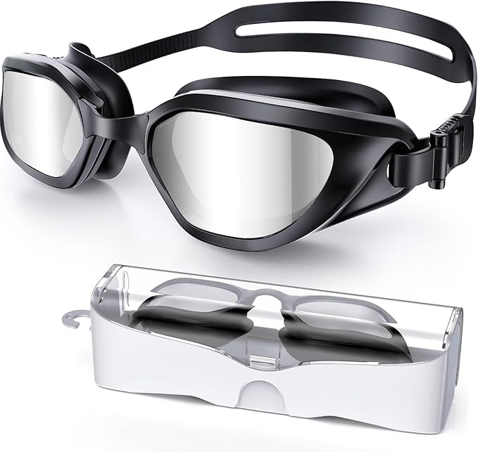 Swim Goggles, Unisex Adult Swimming Goggles Anti Fog Anti UV No Leakage Wide View for Men Women Youth-StrideForce Fitness