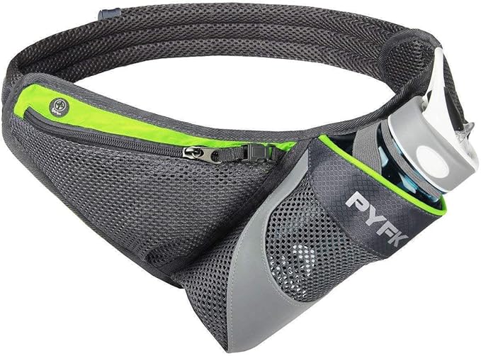 PYFK Running Belt Hydration Waist Pack with Water Bottle Holder for Men Women Waist Pouch Fanny Bag Reflective-StrideForce Fitness
