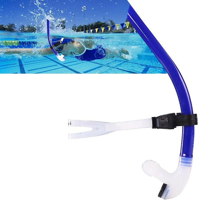 Swim Snorkel for Lap Swimming,Adult Swimmers Snorkeling Gear for Swimming Snorkel Training in Pool and Open Water,Snorkle Center Mount Silicone Mouthpiece One-Way Purge Valve-StrideForce Fitness
