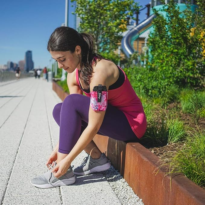 Sprigs Phone Armband Sleeve for iPhone 14, 13, 12, 11, X Galaxy Z, S22, S21, S20 Google Pixel 7, 6, 5. The Lightest & Most Comfortable Running Armband, Stretches to Fit All Phones with Case for Women & Men-StrideForce Fitness