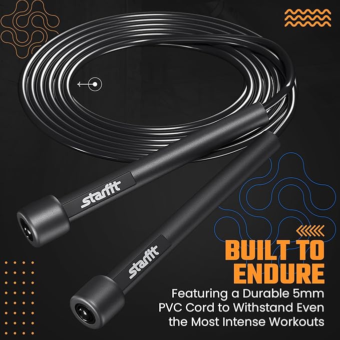 STARFIT Lightweight Jump Rope for Fitness and Exercise, Adjustable Jump Ropes with Plastic Handles, Cardio and Endurance Training, Jumping Rope for Workout-StrideForce Fitness
