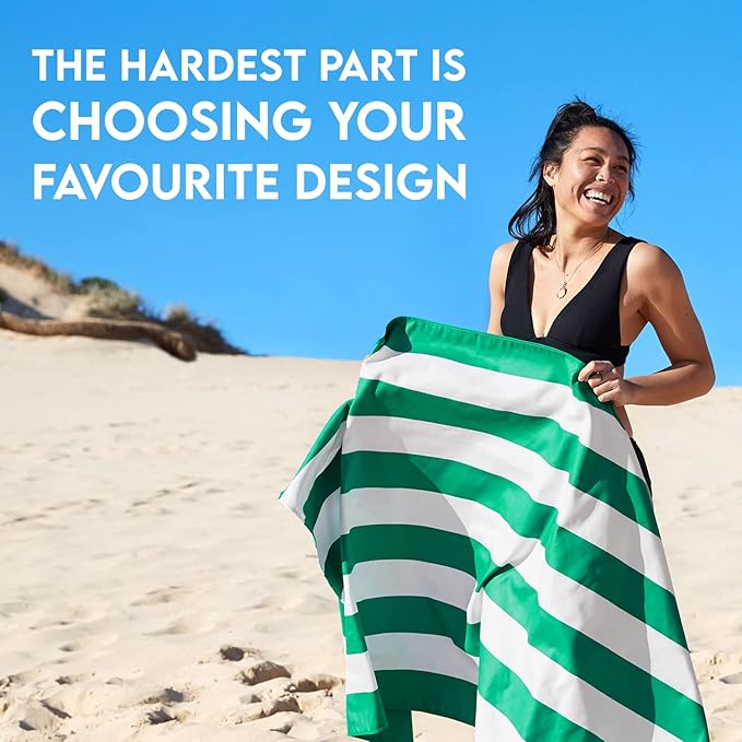 Dock & Bay Beach Towel - Quick Dry, Sand Free - Compact, Lightweight - 100% Recycled - Includes Bag - Cabana - Cancun Green - Large (160x90cm, 63x35)-StrideForce Fitness