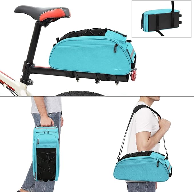 MOSISO Bike Rack Bag, Waterproof Bicycle Trunk Pannier Rear Seat Pouch Cycling Bike Carrier Backseat Storage Luggage Saddle Shoulder Bag-StrideForce Fitness