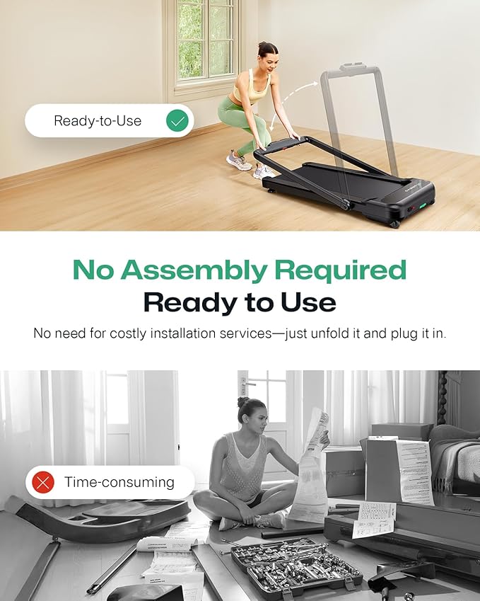 Smart Treadmill with 9% Auto Incline, Hiking and Running Walking Pad Treadmills for Home Office, Treadmill with UREVO APP, AI Powered Music Course, HIIT Programs Synced to Scenic Route, One-Click Mute-StrideForce Fitness