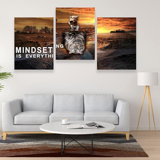 Inspirational Entrepreneur Quotes Office Wall Decor - 3 Pieces Wall Art for Living Room & Bedroom (36" W x 16''H)-StrideForce Fitness