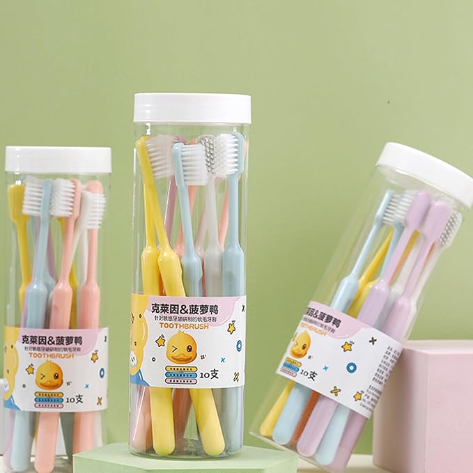 Soft Bristles Toothbrush Travel, Cleaning Toothbrush Sensitive Teeth, Round Handle with Comfort Grip, Multicolor for Bathroom Accessories, Portable Care for Students Household Use