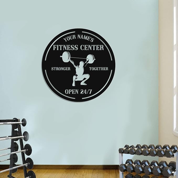 Personalized Home Gym LED Tin Metal Sign Multiple Sizes, Gym Sign Wall Decor, Exercise Workout Room Decor Fitness Center, Motivational Inspirational Hanging Wall Art Wall Plaque (04 w/o lights)-StrideForce Fitness