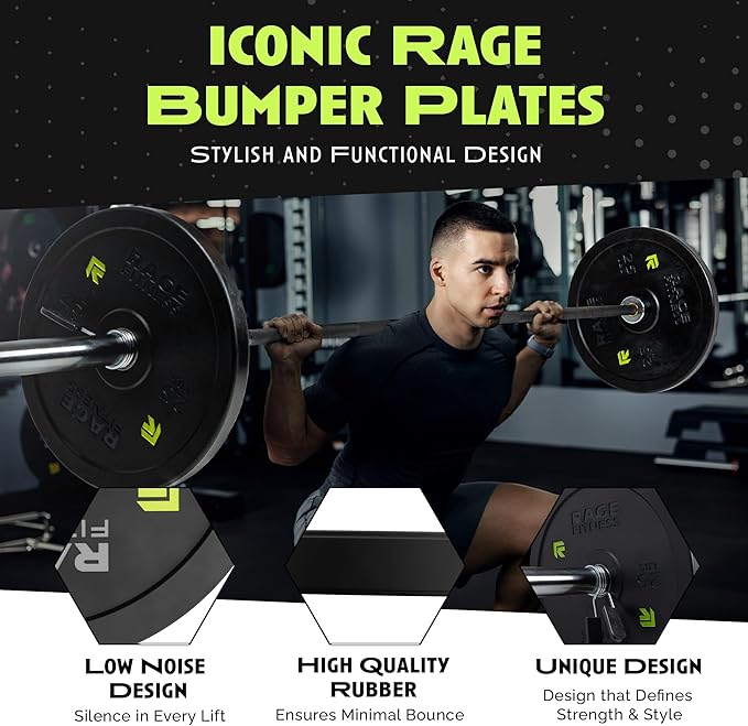 Olympic Bumper Plates, Rubber Formula With Steel Insert (10lb, 15lb, 25lb, 35lb, 45lb - SOLD INDIVIDUALLY), Olympic Weight Plates for Strength Training, Bench Press, Squats, Powerlifting-StrideForce Fitness