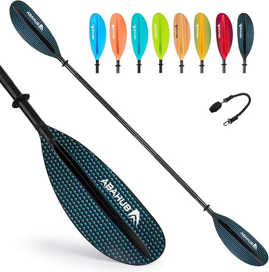 Abahub Kayak Paddle, 90.5 Inches Kayaking Oars for Boating, Canoeing with Free Paddle Leash, Aluminum Alloy Shaft Black/Blue/Green/Orange/Yellow Plastic Blades-StrideForce Fitness