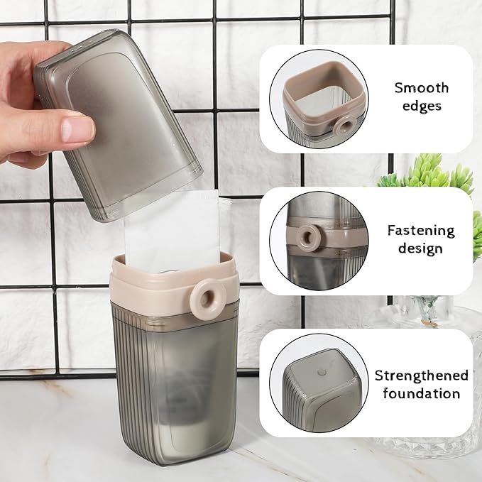 2Pcs Travel Toothbrush Case and Travel Soap Holder Dish Tray, Portable Toothbrush Holders with Cover Leakproof Bar Soap Container Dish Tray for Traveling, Bathroom, Camping, Business Trip Grey