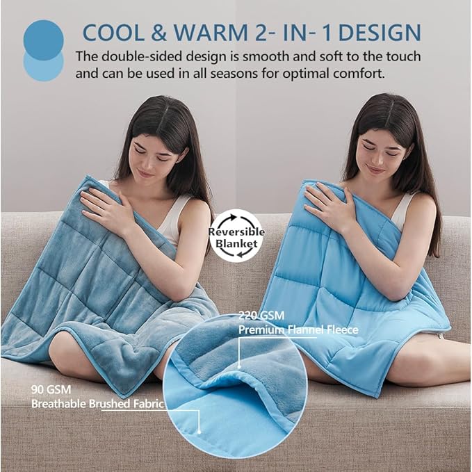 L'AGRATY Weighted Lap Blanket 5lb: Small Weighted Blankets for Adults Portable Travel - Cooling Pad Blanket for Relaxation Sleeping - Cozy Lap Washable All-Season(29" x 24")-StrideForce Fitness