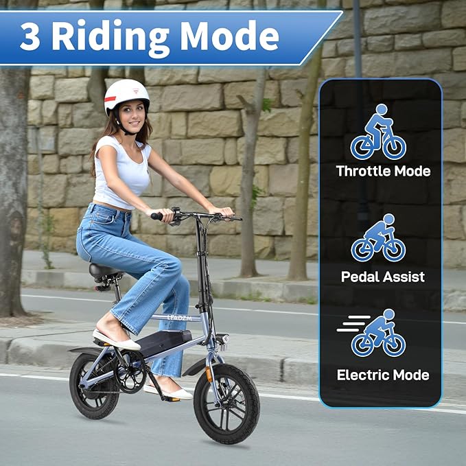 Winado Electric Bike for Adults, 14" Folding Electric Bicycle 450W Motor with Dual Disc Brakes, Max Range 25Miles(Pedal-Assist) & Speed 15.5MPH, Foldable Commuter City Ebike for Adults/Teens-StrideForce Fitness