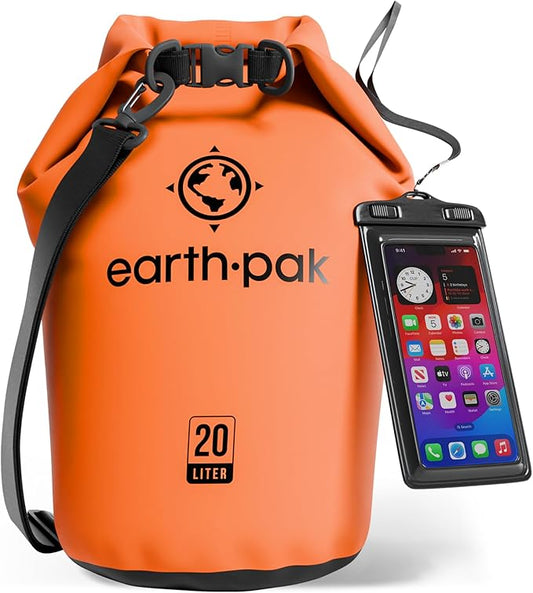 Earth Pak Waterproof Dry Bag - Roll Top Waterproof Backpack Sack Keeps Gear Dry for Kayak with Waterproof Phone Case-StrideForce Fitness