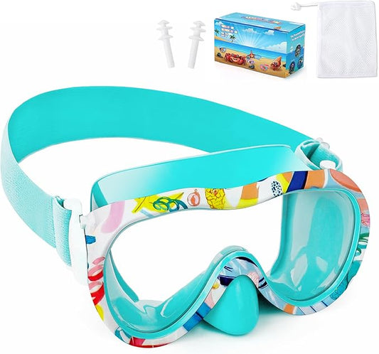 Kids Swim Goggles with Nose Cover, 180° Panoramic Snorkel Mask with Anti-Fog & Anti-Leak Design, Comfort Fabric Strap UV Protection Lens for Boys Girls Ages 3-15-StrideForce Fitness