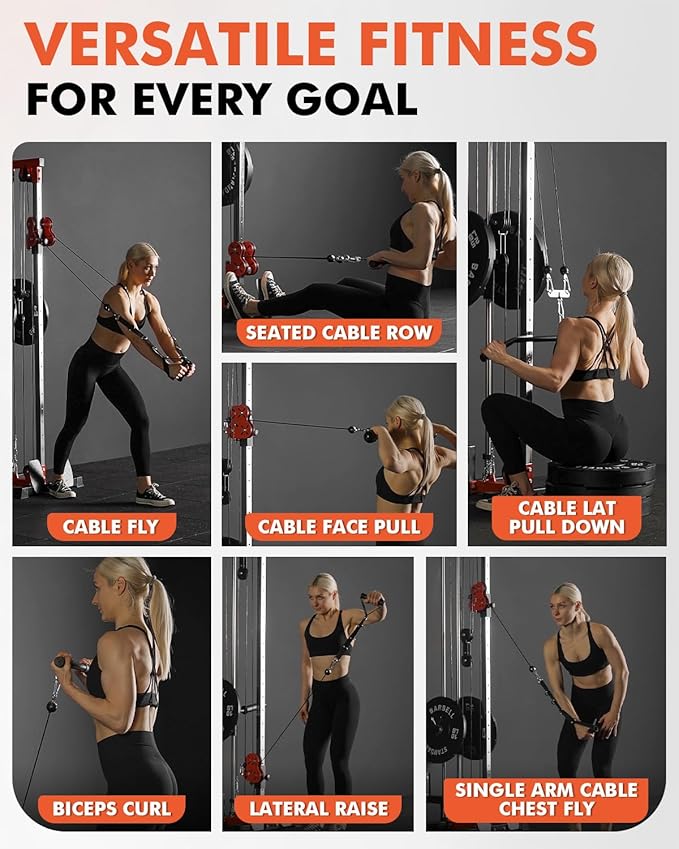 Mikolo Wall Mount Cable Station, Cable Crossover Machine with Dual Pulley System and 18 Adjustable Positions for Home Gym Fitness Equipment-StrideForce Fitness