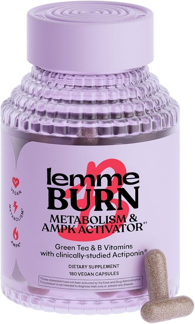 Lemme Burn - Metabolism, Belly Fat Burning + AMPK Activating Supplement for Men & Women w/Clinically Studied Actiponin Gynostemma, Green Tea Extract, Vitamins B6 & B12 - Gluten Free, 180 Count-StrideForce Fitness