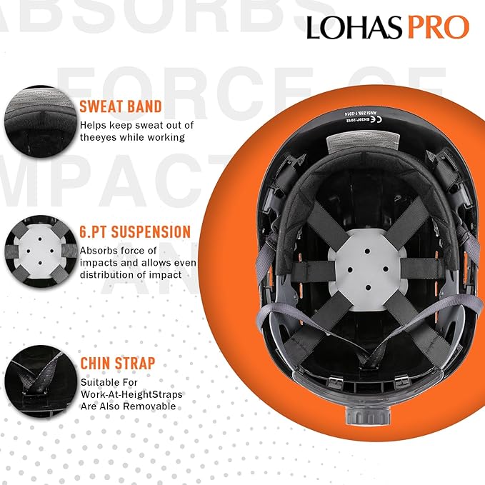 LOHASPRO Arborist Forestry Helmet Safety Hard Hat with Visor and Ear Muffs Carbon Fiber Hard Hat for Logging Chainsaw Helmet Mowing(Black Graphite Pattern with Smoked Visor+Earmuffs)-StrideForce Fitness