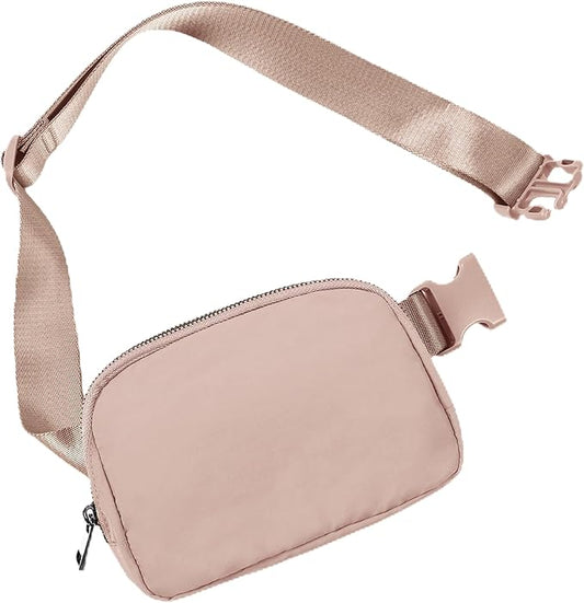 ODODOS Unisex Mini Belt Bag with Adjustable Strap Small Fanny Pack for Workout Running Traveling Hiking, Adobe Rose-StrideForce Fitness