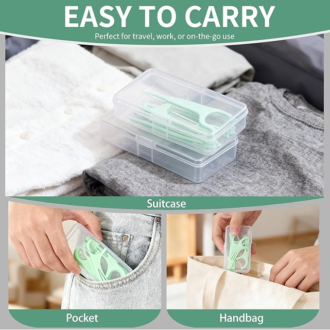 2Pack Travel Case Compatible with Plackers - Dental Floss Pick Travel Case, Refillable and Portable Floss Pick Holder, Clear Plastic Flosser Dispenser, Perfect for Hotels, Dinners and Appointments
