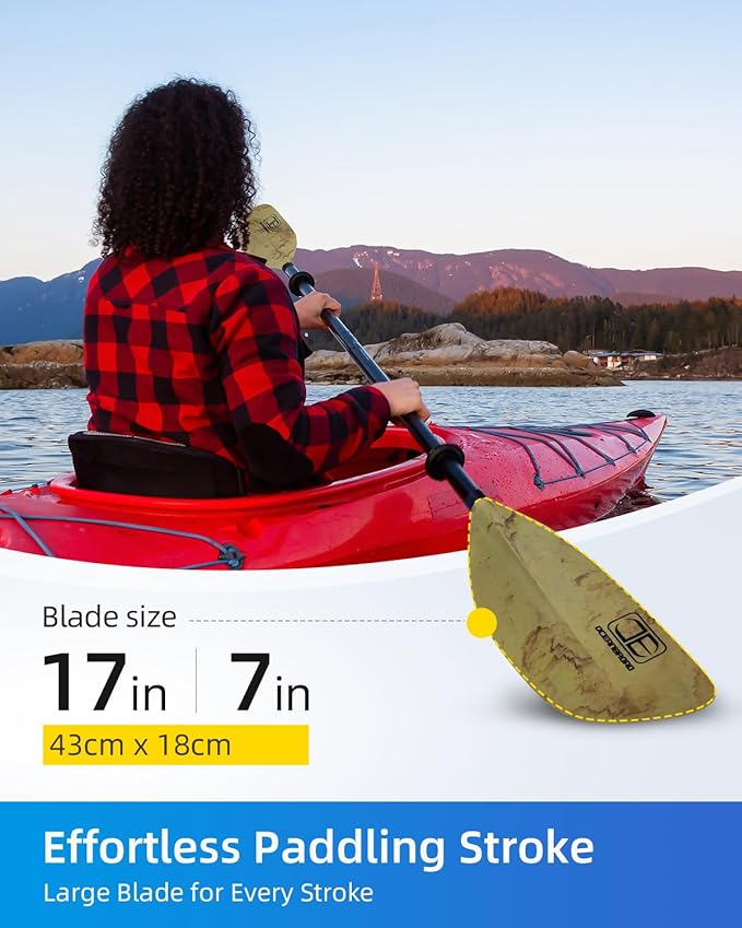 OCEANBROAD Kayak Paddle 86in/218cm, 90.5in/230cm Alloy Shaft 2-Piece Floatable Kayak Oar for Kayaking Canoeing Boating-StrideForce Fitness
